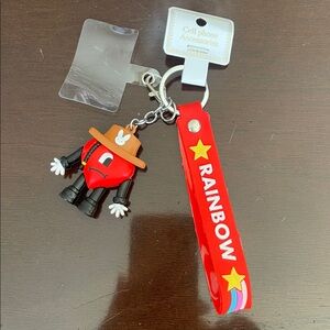 Bad Bunny Red Heart Love Keychain Rainbow Strap purse charm cell phone charm nwt